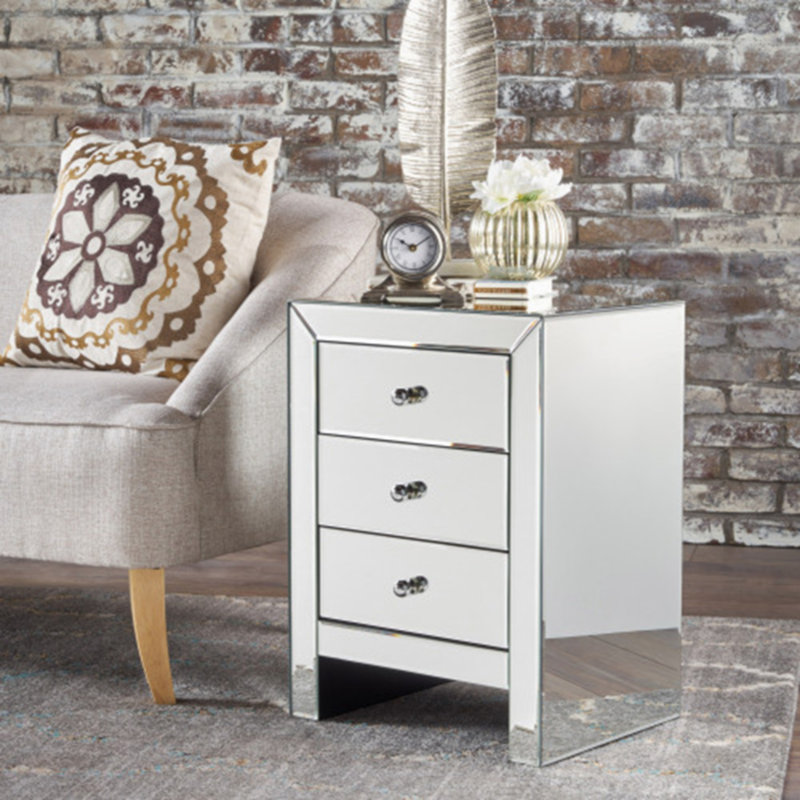 Lera Mirrored Glass Top 3 - Drawer End Table