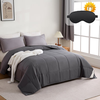 300 GSM Australian Wool Comforter with Cotton Cover King Size (Dark Gray)