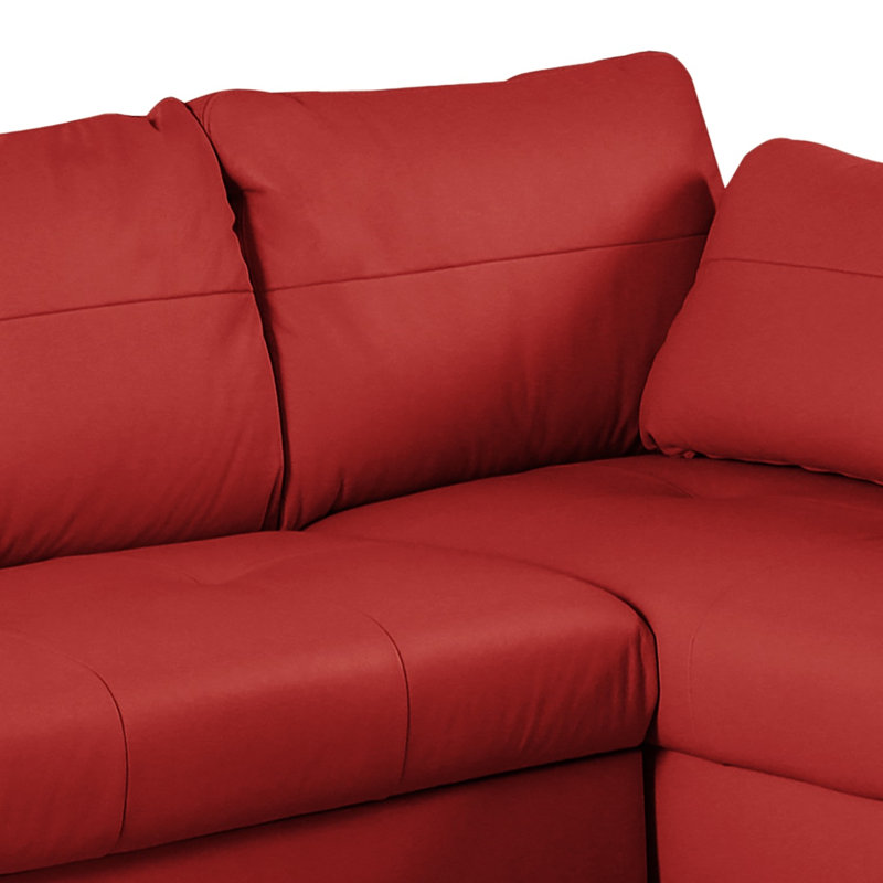 Roger Leather Corner Sofa, Right Hand Facing, Red