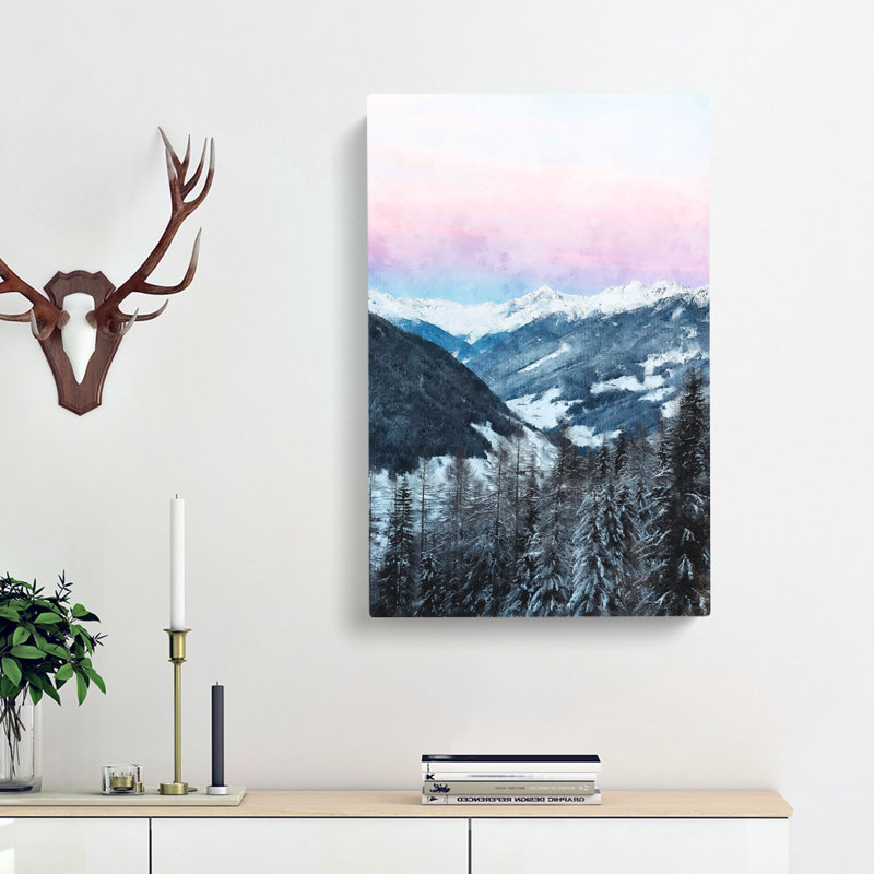 Pink Sky Over The Mountains In Italy - Wrapped Canvas Print, 50cm H x 35cm W x 3cm D