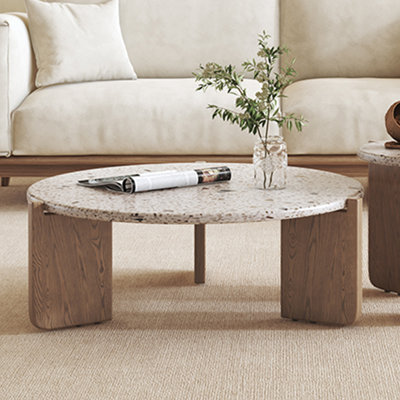 Table basse Wabi-sabi en bois massif de terrazzo
