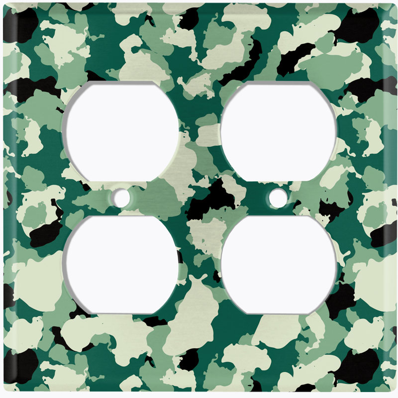 Green Camouflage 2-Gang Duplex Outlet Wall Plate