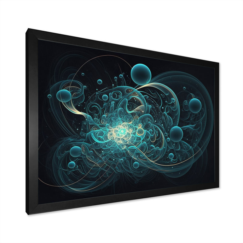 «Turquoise Galactic Superstring Space Harmony», reproduction sur toile, H 34 po x l 44 po x P 1,5 po, Cadre simple noir