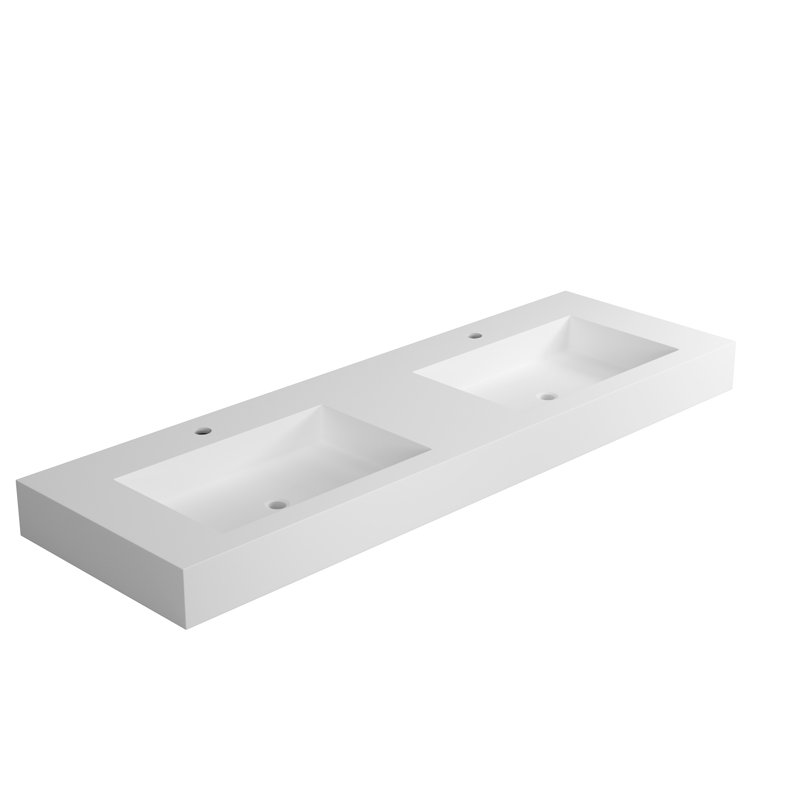 Meuble-lavabo à surface solide en pierre Stone pour salle de bain - profondeur 58,02 po, largeur 18,77 po, décoloration 71,53 lb, montage mural ou sur comptoir, profondeur d'évier moderne, largeur, 4,39 po, qualité, propre