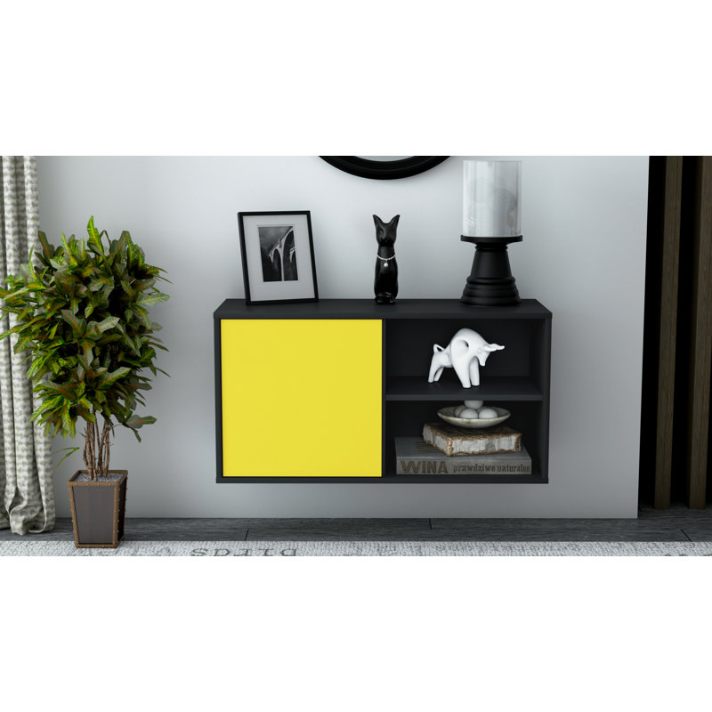 Hardwicke Unfinished Floating TV Stand, Yellow