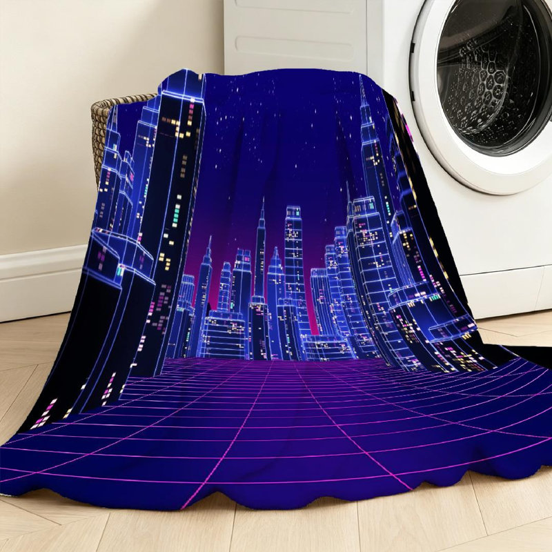 Jeté en molleton transparent ultra doux, imprimé rétro futuriste sur une face, Throw 30" x 40"