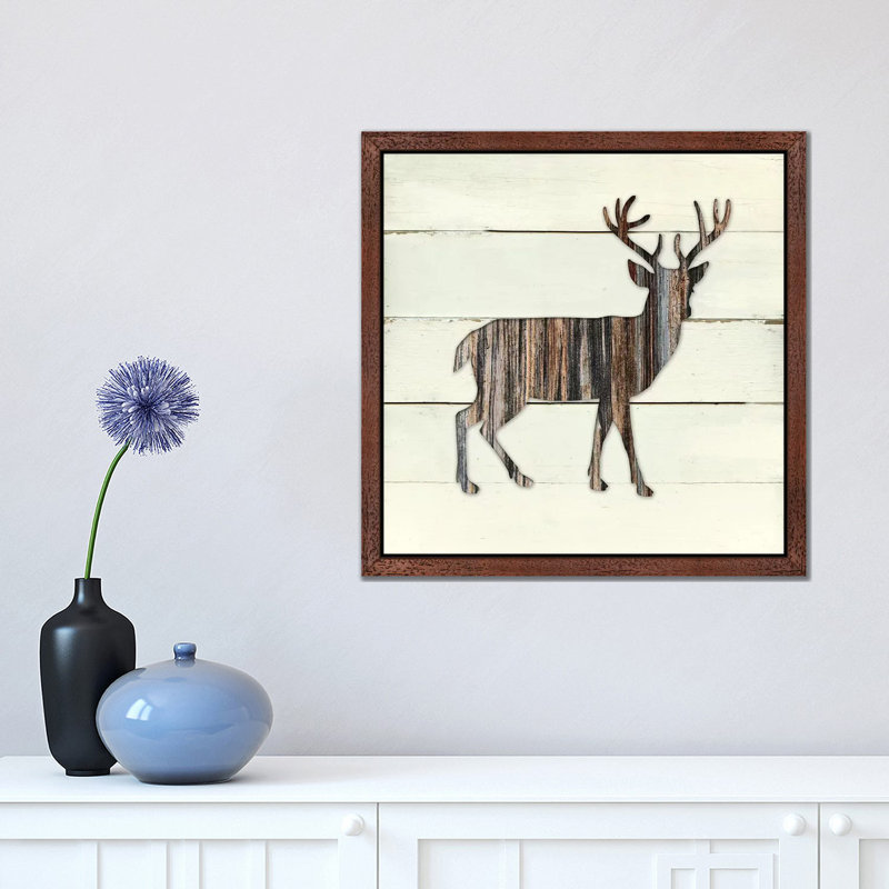 Woodland Deer by Carol Robinson - Floater Frame Print on Canvas, 93.98 cm H x 93.98 cm W, Brown