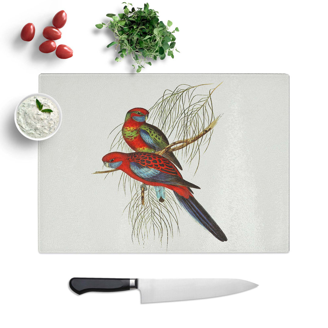 Tempered Glass Pennant's Parakeets by Elizabeth Gould Chopping Board