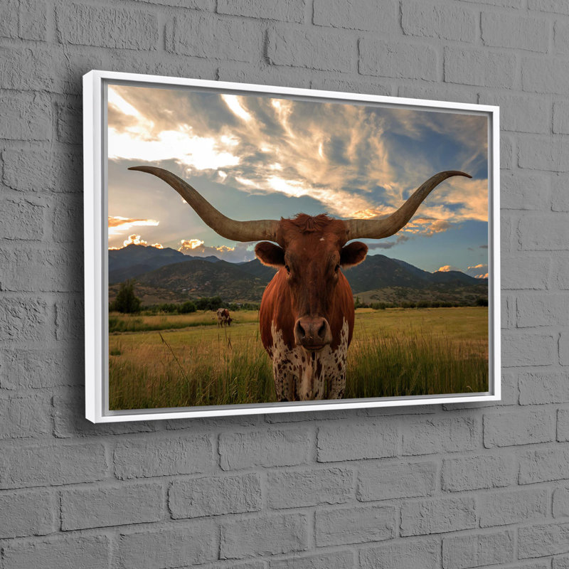 Personalized Texas Big Cow Canvas Print As An Ideal Gift With Animal Artwork For Home Decor And Cave, 25 cm H x 35 cm W