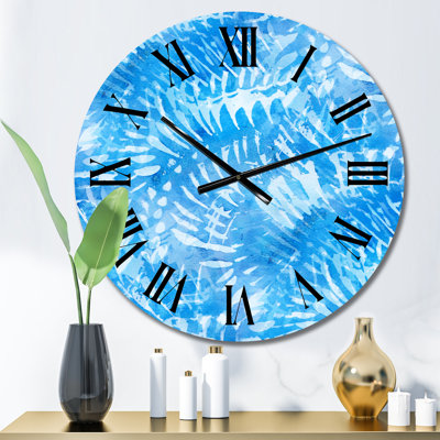 Horloge murale bleue à motif de flocons de neige tourbillonnants bleus