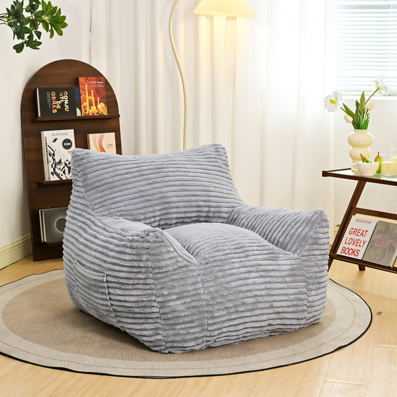 Corduroy Arden with Armrests, Light Gray