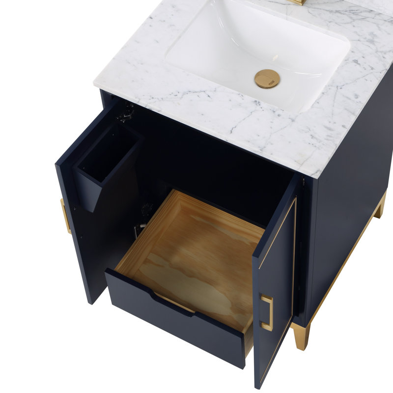 Gracie 24'' W Single Vanity, Pacific Blue, Carrara Marble/Single Faucet Mount