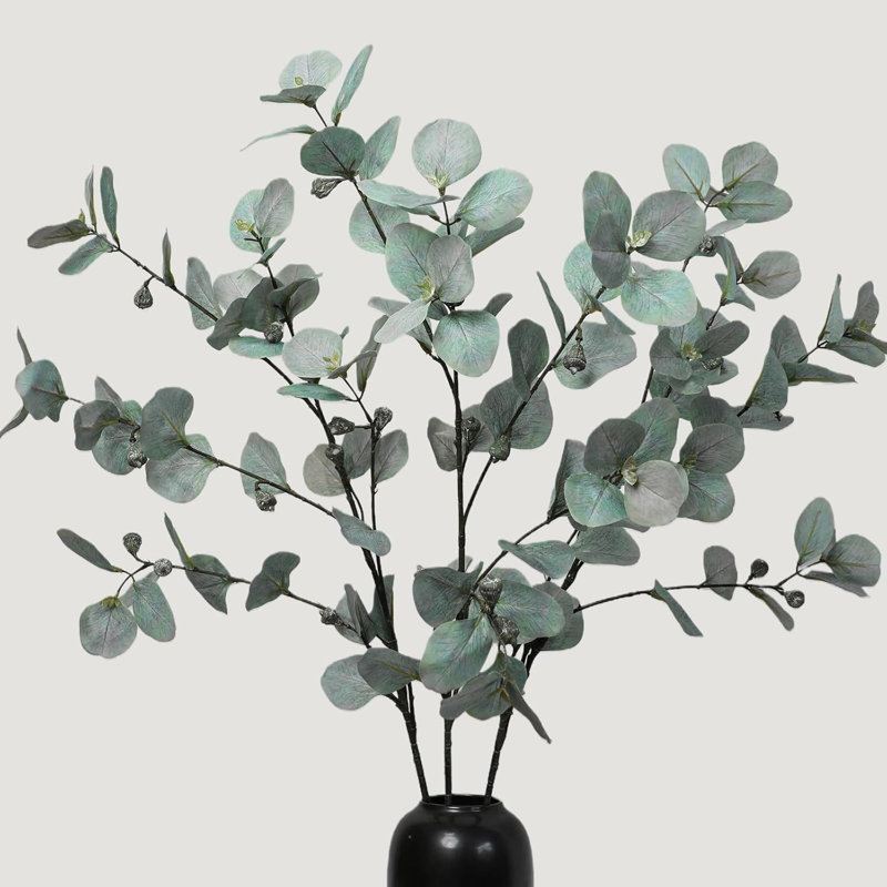 Ensemble de 3 branches artificielles d'eucalyptus - Tiges de verdure artificielles pour vase