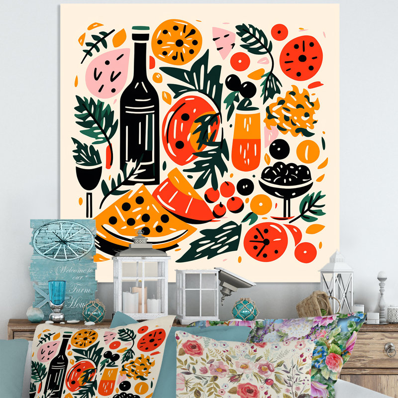 Henri Henri Matisse style pizza impressionniste II - pizza, art mural en métal, H 29 po x l 29 po x P 1,5 po