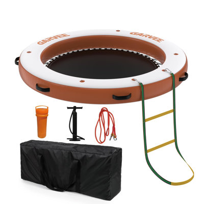 Inflatable Water Hammock Floating Dock Mesh, 8FT Sunchill Float Ring Heavy Duty River Floats Lake Raft for Tanning Pool Float Island Platform Pad Mat Party