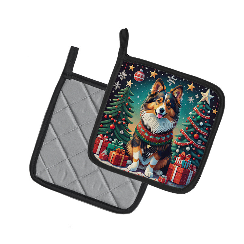 Paire de porte-casseroles Sheltie Christmas