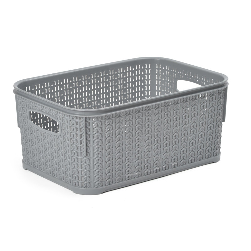 JVL Plastic Decorative Basket, Grey