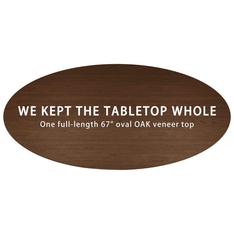67" Pedestal Solid Wood Oval Dining Table Seats 6, Walnut