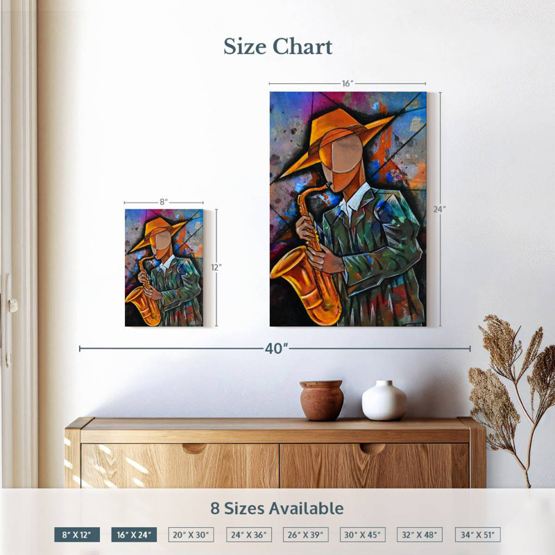 Abarca Cubism Saxophonist, H 12 po x l 8 po