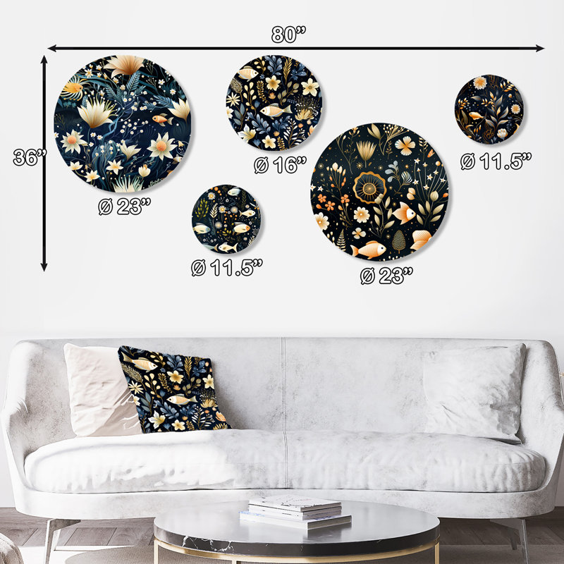 Rizzi - Ensemble d'art mural abstrait bord de mer rond de 5