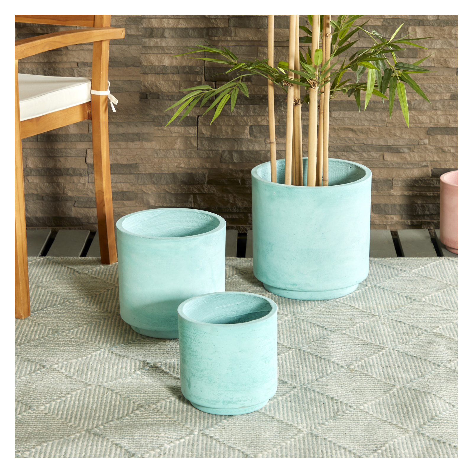 Pot Planter - Set of 3, Turquoise