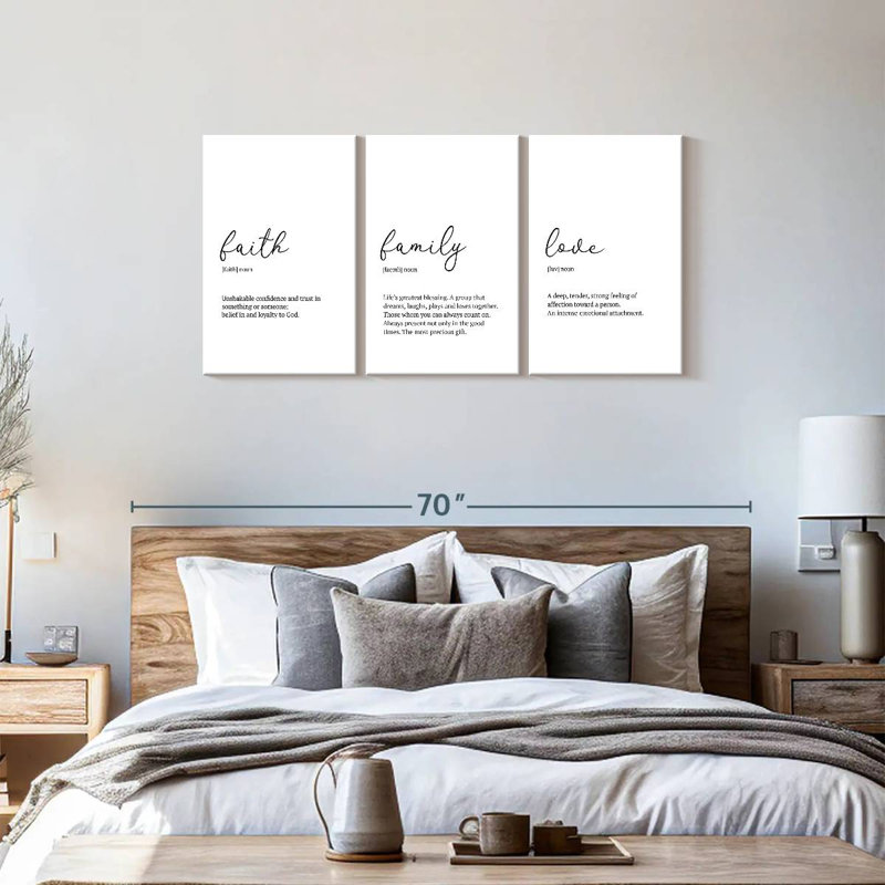 Impression sur toile Faith Family Love, H 27 po x l 56 po x P 1,25 po