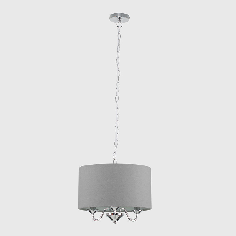 Melancon 3 - Light Chrome Drum Pendant, LED Bulb