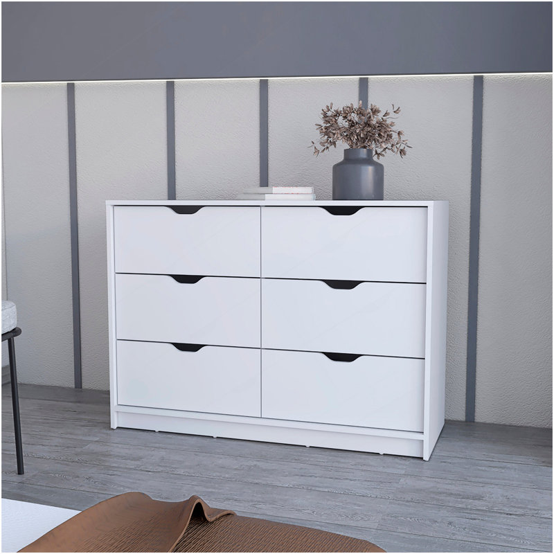 Commode 4 tiroirs, commode avec 2 armoires, Blanc