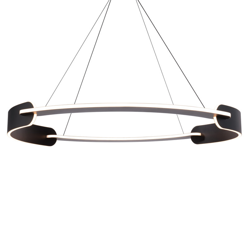 Ilios 1 - Light LED Pendant, 3.5" H x 29" W x 29" D, Black