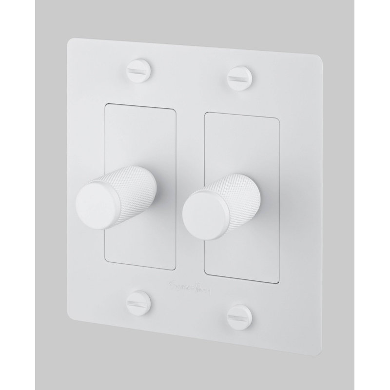 Gradateur 2G / DEL / croix / avec logo, Blanc, 2 Gang