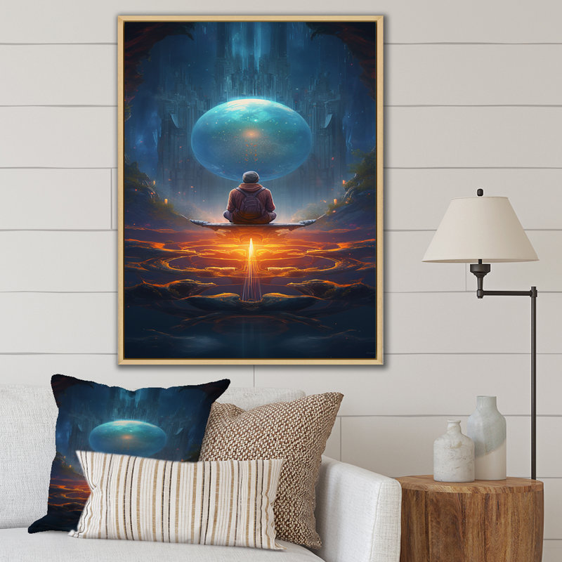 "Inner Light Connection Space Meditation I", reproduction sur toile, H 32 po x l 24 po x P 1 po, Cadre naturel flottant