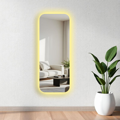 Miroir moderne à DEL avec éclairage, 20,5 po x 53,1 po | Verre épais de 4 mm, envers en EVA noir (0,8 po) | Interrupteur marche / arrêt, alimenté par pile (9 V, pile non incluse) | Élégant et fonctionnel pour la décoration intérieure