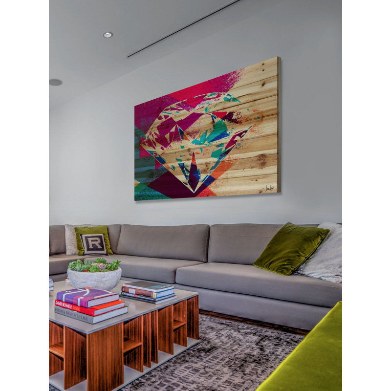 «Diamond In The Rough», reproduction sur bois de pin naturel, H 12 po x l 18 po x 1,5 po