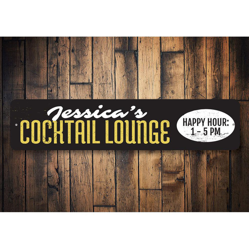 Plaque en aluminium Cocktail Lounge, H 6 po x l 24 po x P 0,06 po