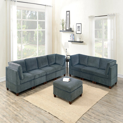 Ensemble de canapé modulaire en chenille gris de 8 pièces pour salon