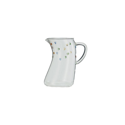 42 oz Pichet en verre borosilicaté artisanal à pois surélevés, transparent