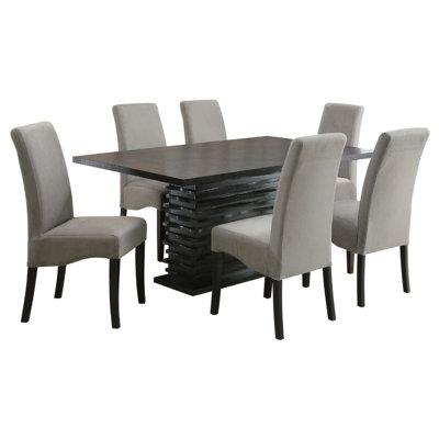 Pedestal Dining Set in Gray and Black