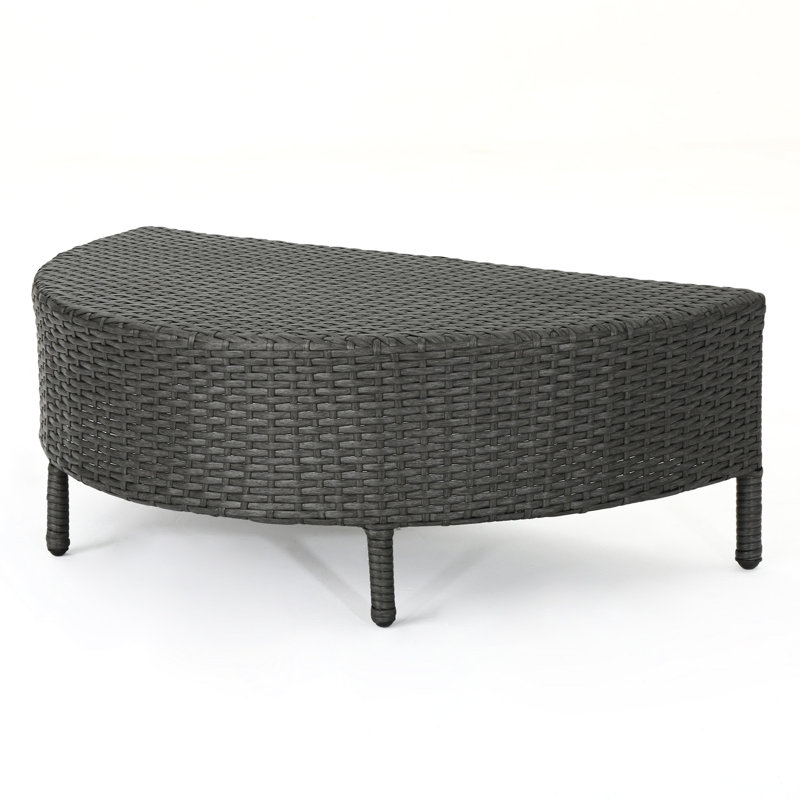 Half - Round Grey Coffee Table For Outdoor Use, 35.35" W, 18.04" D, 12.07" H, , No Build, 270 Lbs Weight Limit Table, Grey, Assembly, Bearing