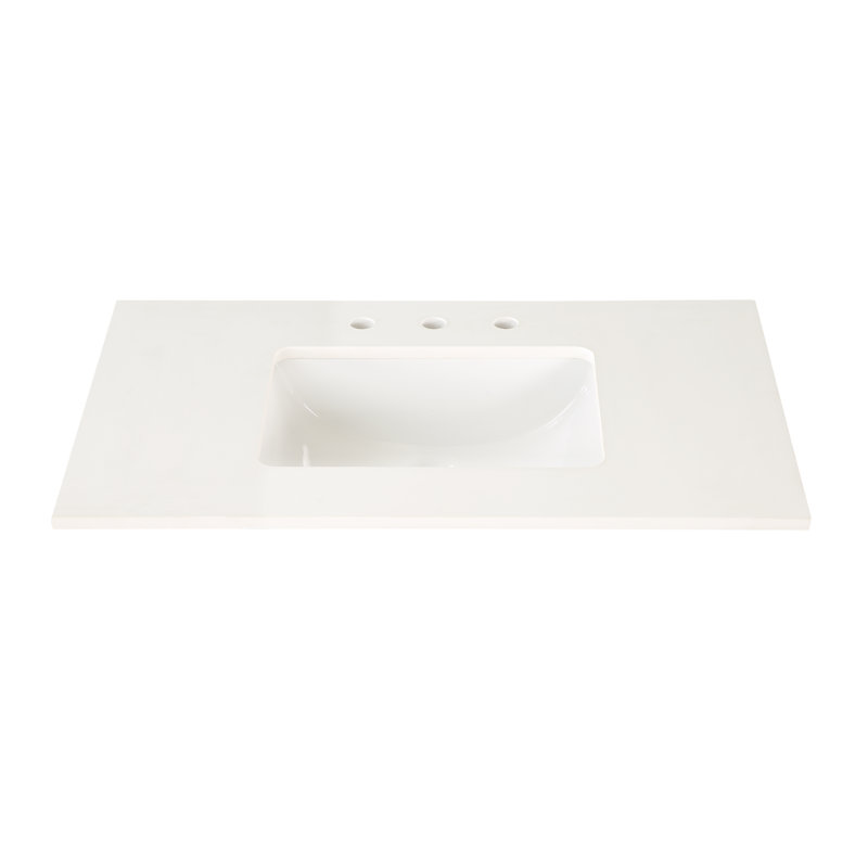 Markham 36'' W Single Vanity, White Quartz, Satin Brass, Cashmere Gray