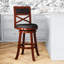 Tabouret tournant 30 "en cerisier avec siège en tissu gris anthracite - Finition assise luxueuse et acrylique-91321748