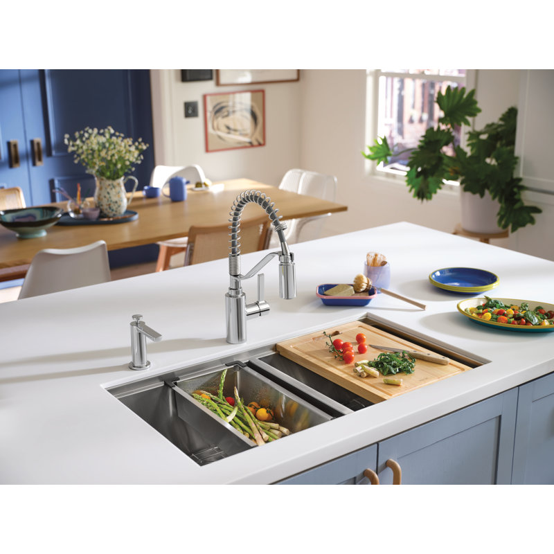 Robinet de cuisine à ressort avec pré-rinçage Genta LX, Chrome