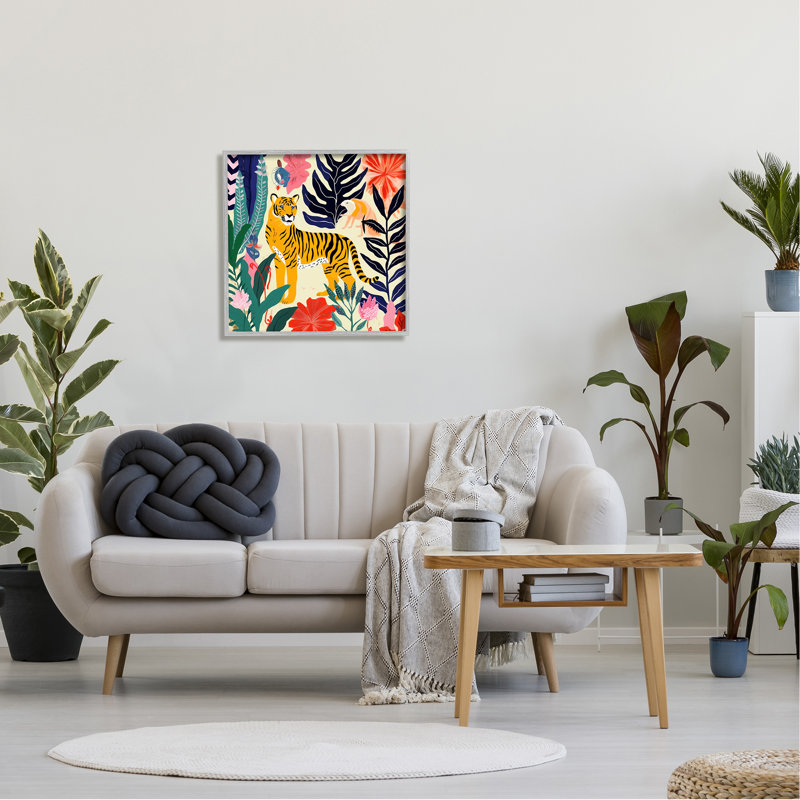 Tigre et créatures abstraites, reproduction d'art sur toile, Estampe numérique Farmhouse, H 24 po x l 24 po