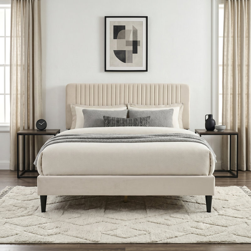 Melrose Upholstered Double (4'6) Bed, Beige