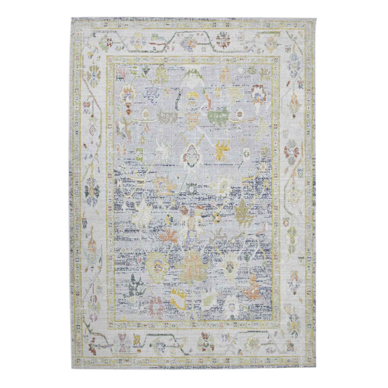 Tapis bleu tissé à la machine 4 pi x 6 pi