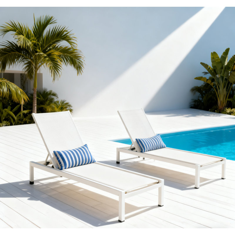 Ensemble de chaises longues d'extérieur Jarin, White