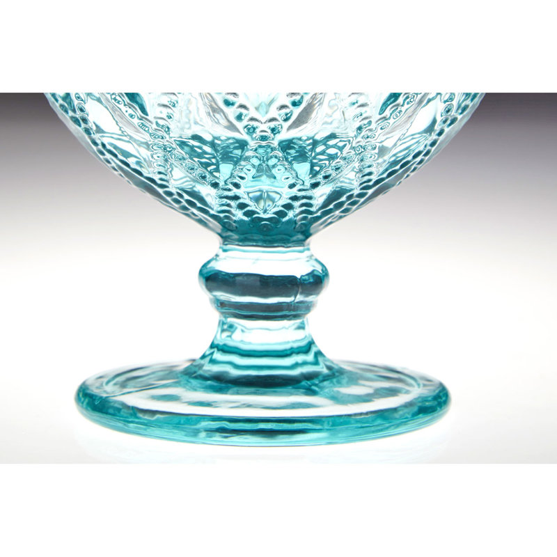 Astoria Grand Fleur Glass Serving Bowl, Blue