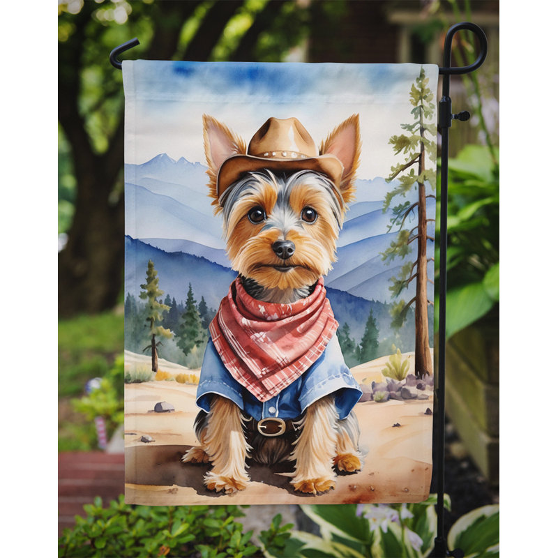 Drapeau Cowboy Welcome Garden, Terrier à poil soyeux