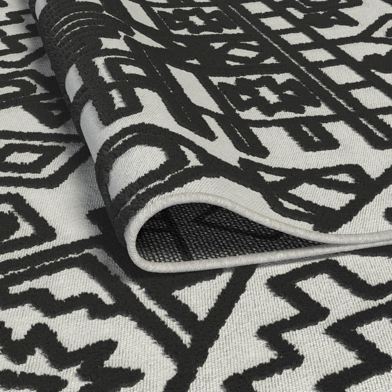 Tapis ivoire et noir en chenille Napa Mercana, Rectangle 8 pi x 10 pi