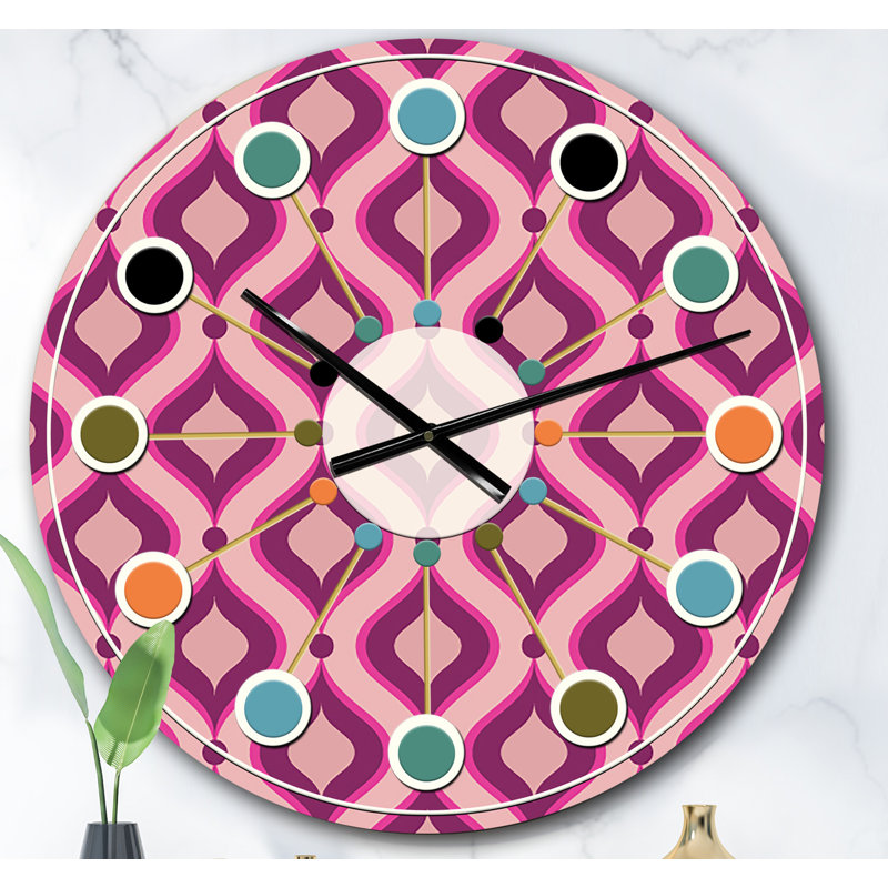 Horloge murale abstraite à motif géométrique rétro IV - Mid-Century, Surdimensionné