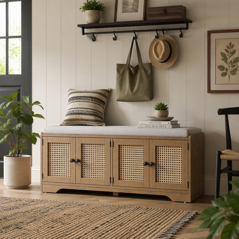 Banc de rangement Rustic, Beige, Beige, Brown